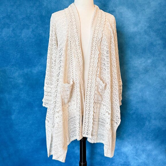 Johnny Was Jackets & Blazers - Johnny Was Flower Crochet Jacket, Size 2X